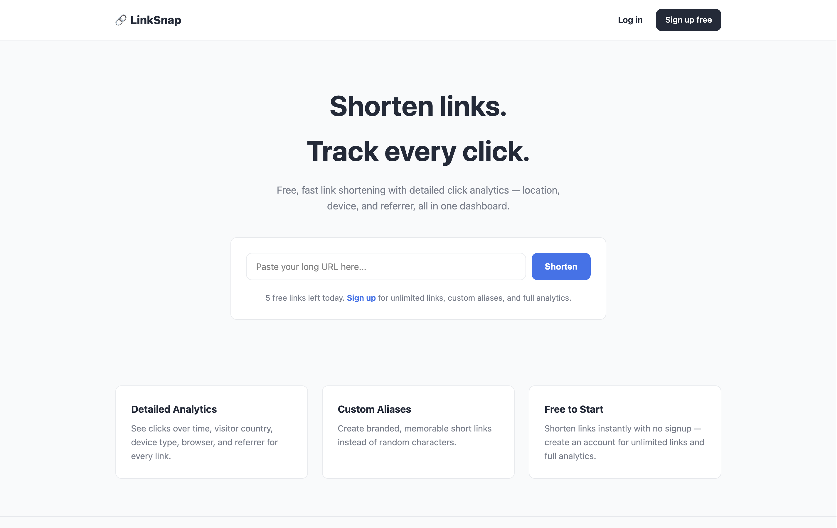 LinkSnap — URL Shortener with Click Analytics